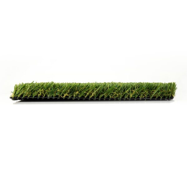 Artificial grass sample isolated on a white background.