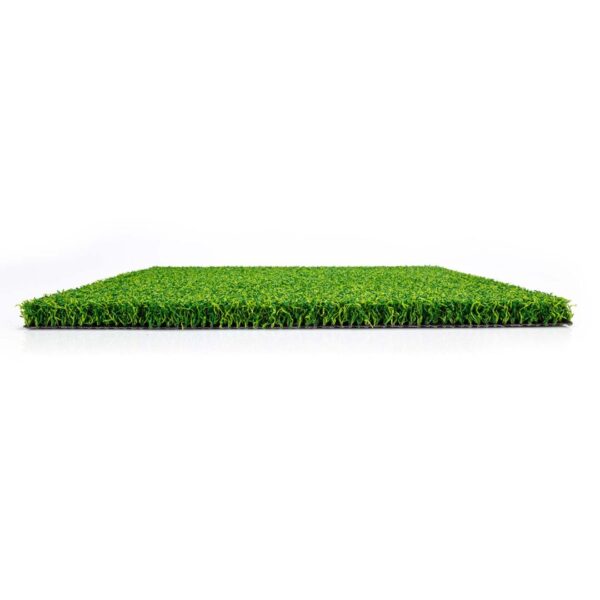 Side look of an artificial grass mat on a white background